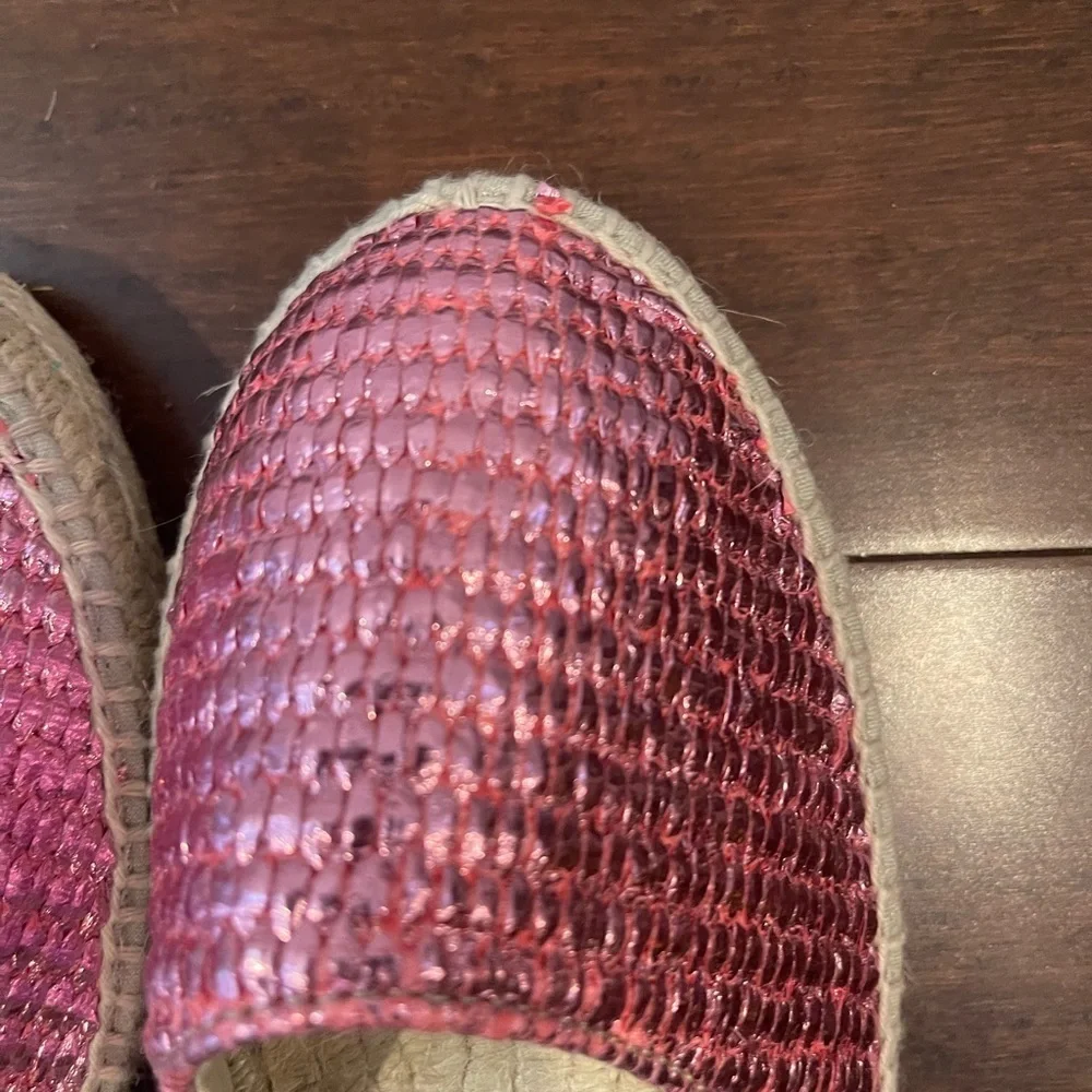 nwot nwob manebi pink metallic Espadrille Flats with laces 38 7.5